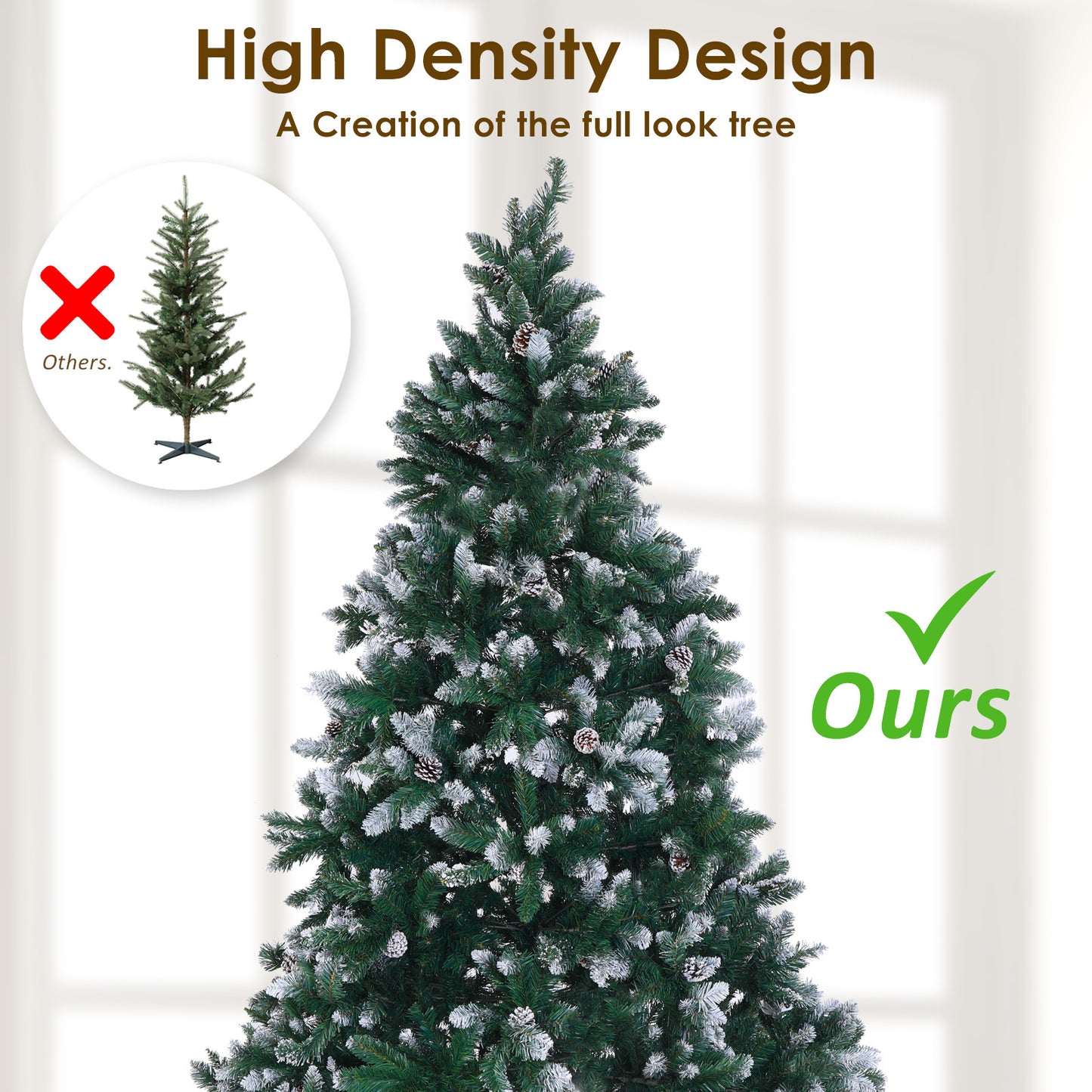 5Ft 150cm 720 tips Green Snowy Christmas Tree Xmas Pine Cones + Bauble Balls - image7