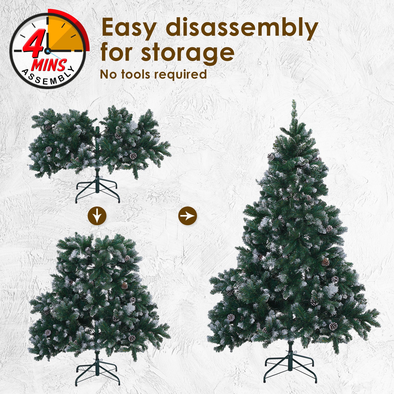 5Ft 150cm 720 tips Green Snowy Christmas Tree Xmas Pine Cones + Bauble Balls - image8
