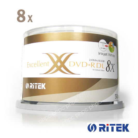 Ritek Ridata DVD+R Double Layer 8x Whitetop Printable 50pcs - image1