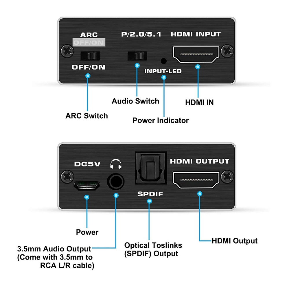 CM425 HDMI 2.0 Audio Extractor Optical SPDIF and 3.5mm Stereo with ARC 4K@60Hz - image2