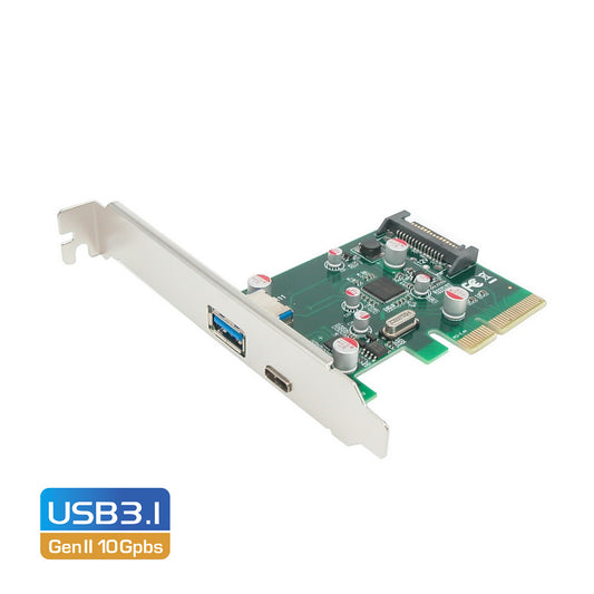 EC312 PCI-E 2.0 x4 to 2 Port SuperSpeed+ USB 3.1 Gen II 10Gpbs Type-C and Type-A Host Expansion Card - image1