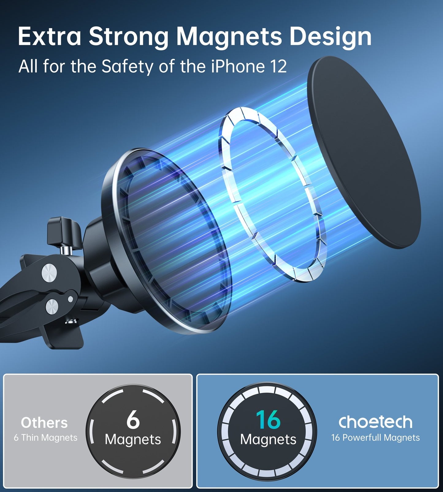 CHOETECH AT0004 Magsafe iPhone 12 Magnetic Car Mount Car Air Vent Phone Holder - image3