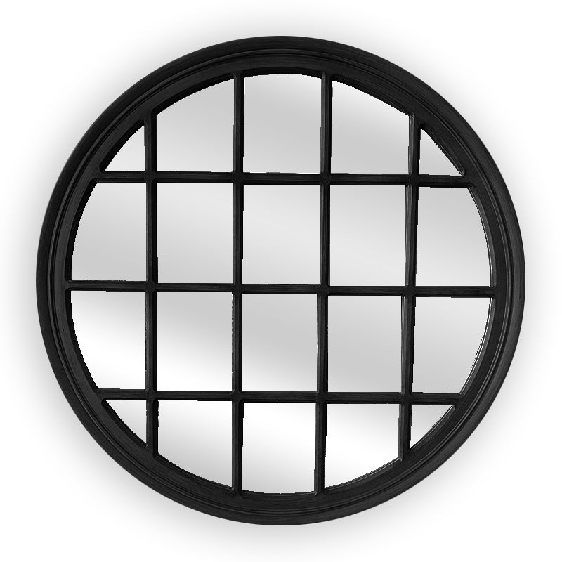 Window Style Mirror - Black Circle 100cm - image1