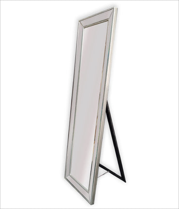 Silver Beaded Framed Mirror - Free Standing 50cm x 170cm - image1