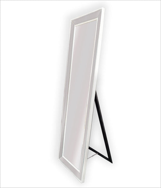 White Beaded Framed Mirror - Free Standing 50cm x 170cm - image1