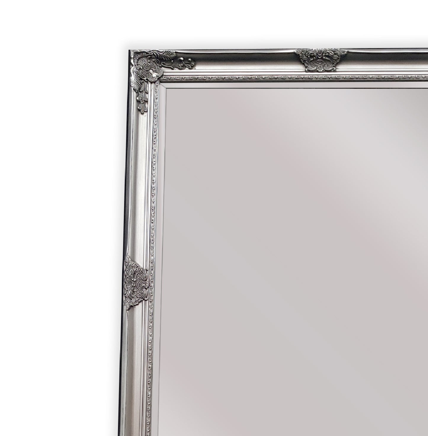 French Provincial Ornate Mirror - Antique Silver - Medium 70cm x 170cm - image2