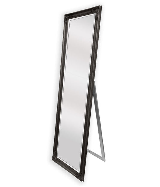 French Provincial Ornate Mirror - Black - Free Standing 50cm x 170cm - image1