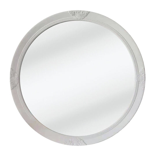 French Provincial Ornate Round Mirror - White - image1