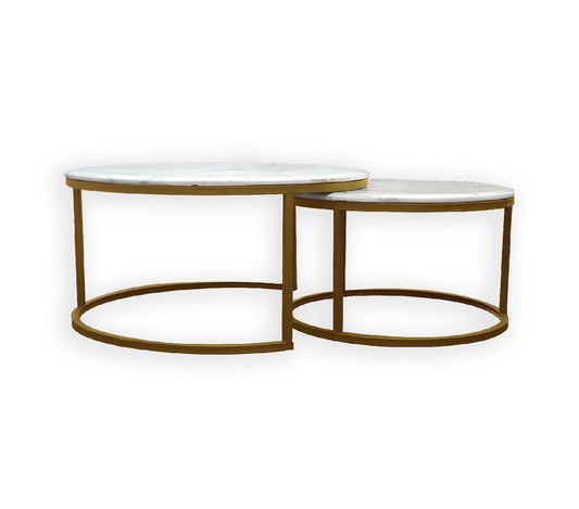 Nesting style Coffee Table - White on Champagne Gold - 60cm/40cm - image1