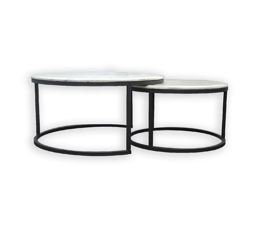 Nesting style Coffee Table - White on Black - 60cm/40cm - image1