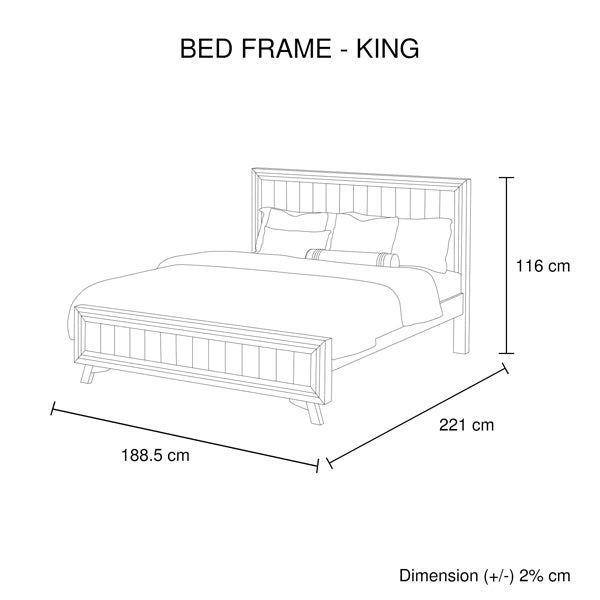 4 Pieces Bedroom Suite King Size Silver Brush in Acacia Wood Construction Bed, Bedside Table & Tallboy - image8