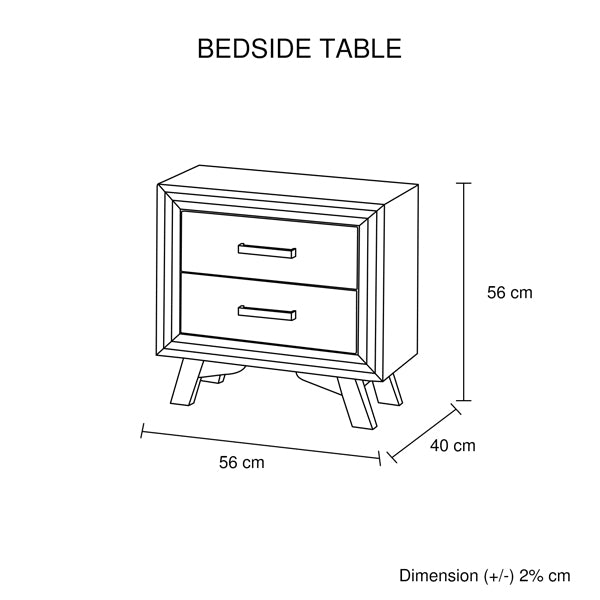 4 Pieces Bedroom Suite King Size Silver Brush in Acacia Wood Construction Bed, Bedside Table & Tallboy - image9