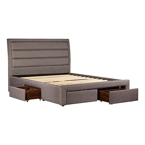 Megan Bed Fabric Light Grey King size With Storage Drawers - image2