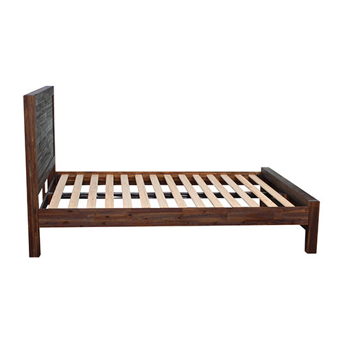 Bed Frame King Size in Solid Wood Veneered Acacia Bedroom Timber Slat in Chocolate - image2