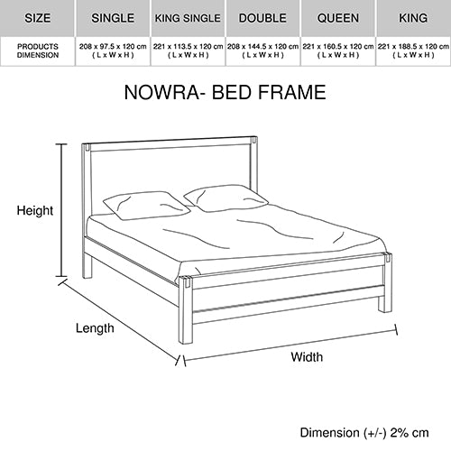 Bed Frame King Single Size in Solid Wood Veneered Acacia Bedroom Timber Slat in Oak - image7