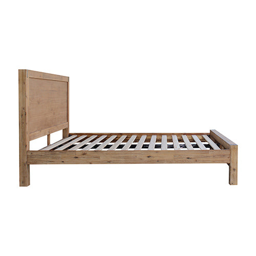 Bed Frame Single Size in Solid Wood Veneered Acacia Bedroom Timber Slat in Oak - image4