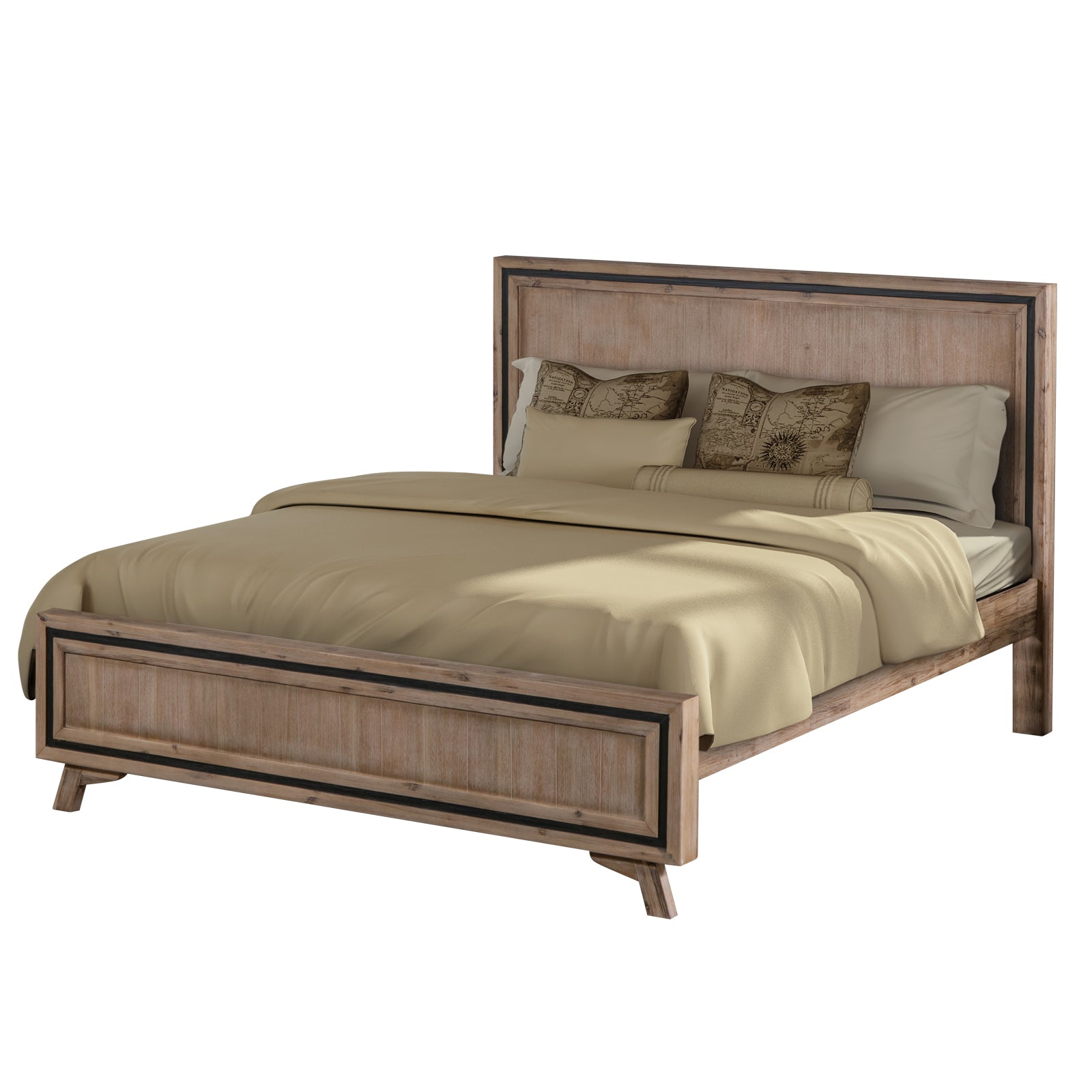 King Size Silver Brush Bed Frame in Acacia Wood Construction - image3