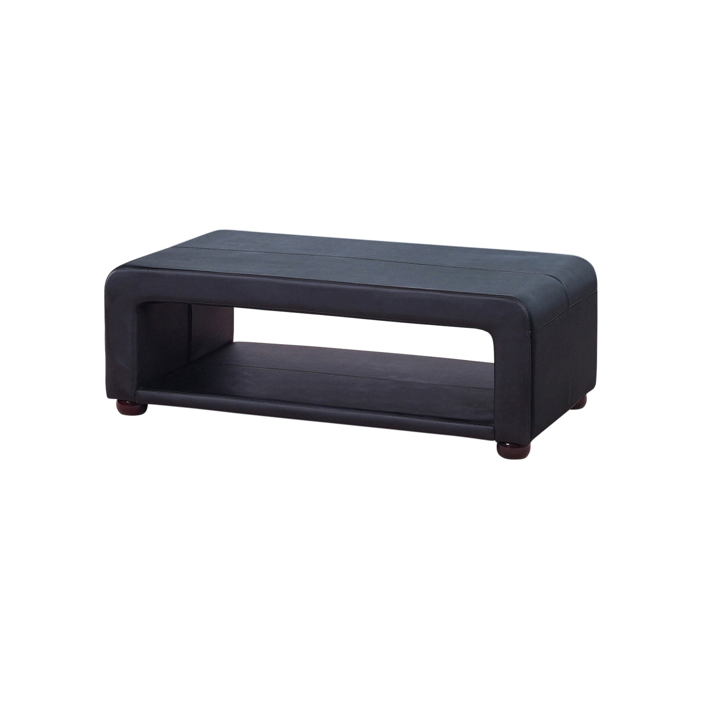 Coffee Table Upholstered PU Leather in Black Colour with open storage - image2