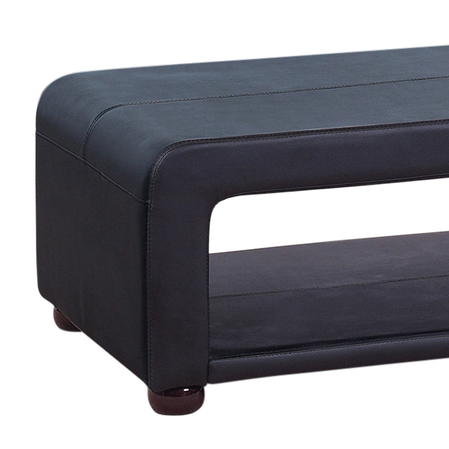 Coffee Table Upholstered PU Leather in Black Colour with open storage - image3