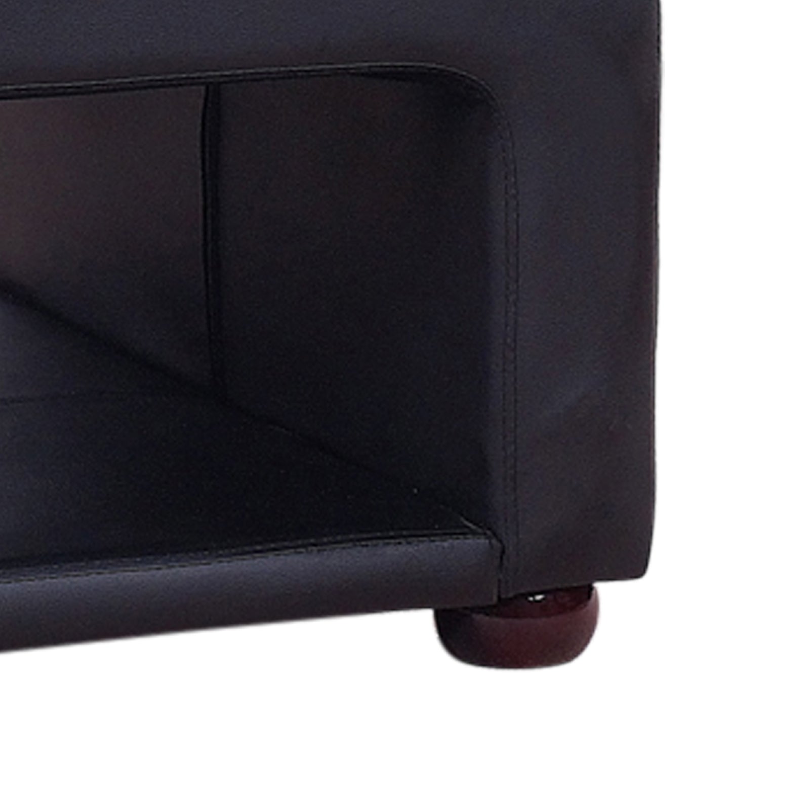 Coffee Table Upholstered PU Leather in Black Colour with open storage - image5