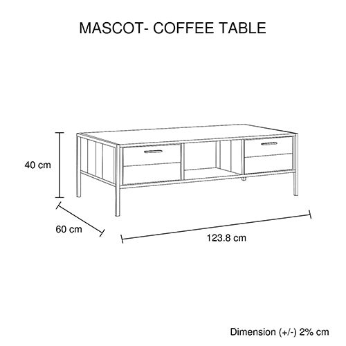 Mascot Coffee Table Living Room Unit with Drawer Oak Colour - image2