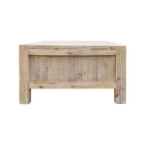 Coffee Table Solid Acacia Wood & Veneer 2 Drawers Storage Oak Colour - image3