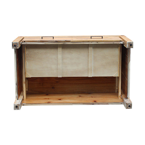 Coffee Table Solid Acacia Wood & Veneer 2 Drawers Storage Oak Colour - image4