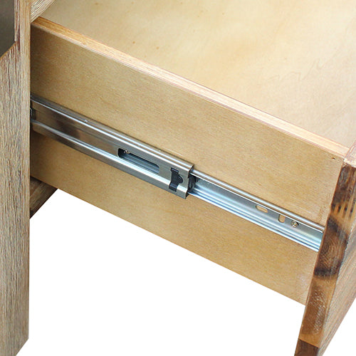 Coffee Table Solid Acacia Wood & Veneer 2 Drawers Storage Oak Colour - image5