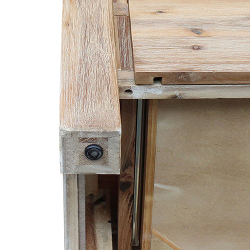 Coffee Table Solid Acacia Wood & Veneer 2 Drawers Storage Oak Colour - image7
