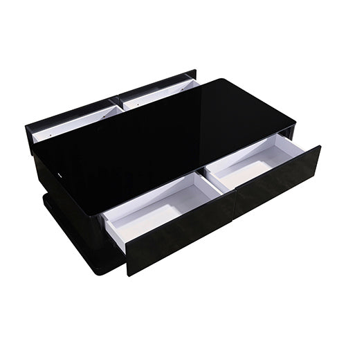 Stylish Coffee Table High Gloss Finish in Shiny Black Colour with 4 Drawers Storage - image1