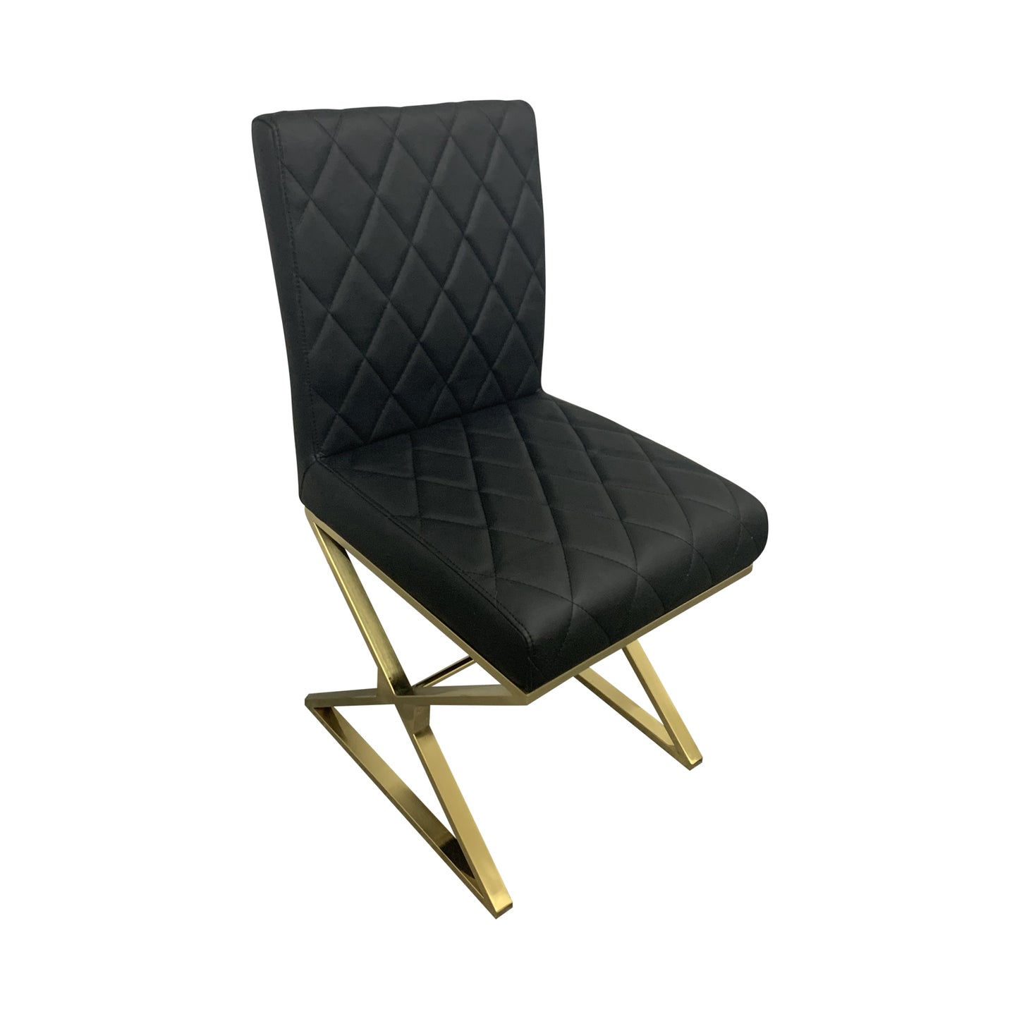 2X Dining Chair Stainless Gold Frame & Seat Black PU Leather - image1