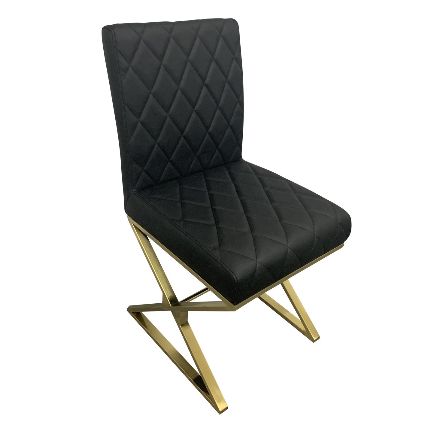2X Dining Chair Stainless Gold Frame & Seat Black PU Leather - image3