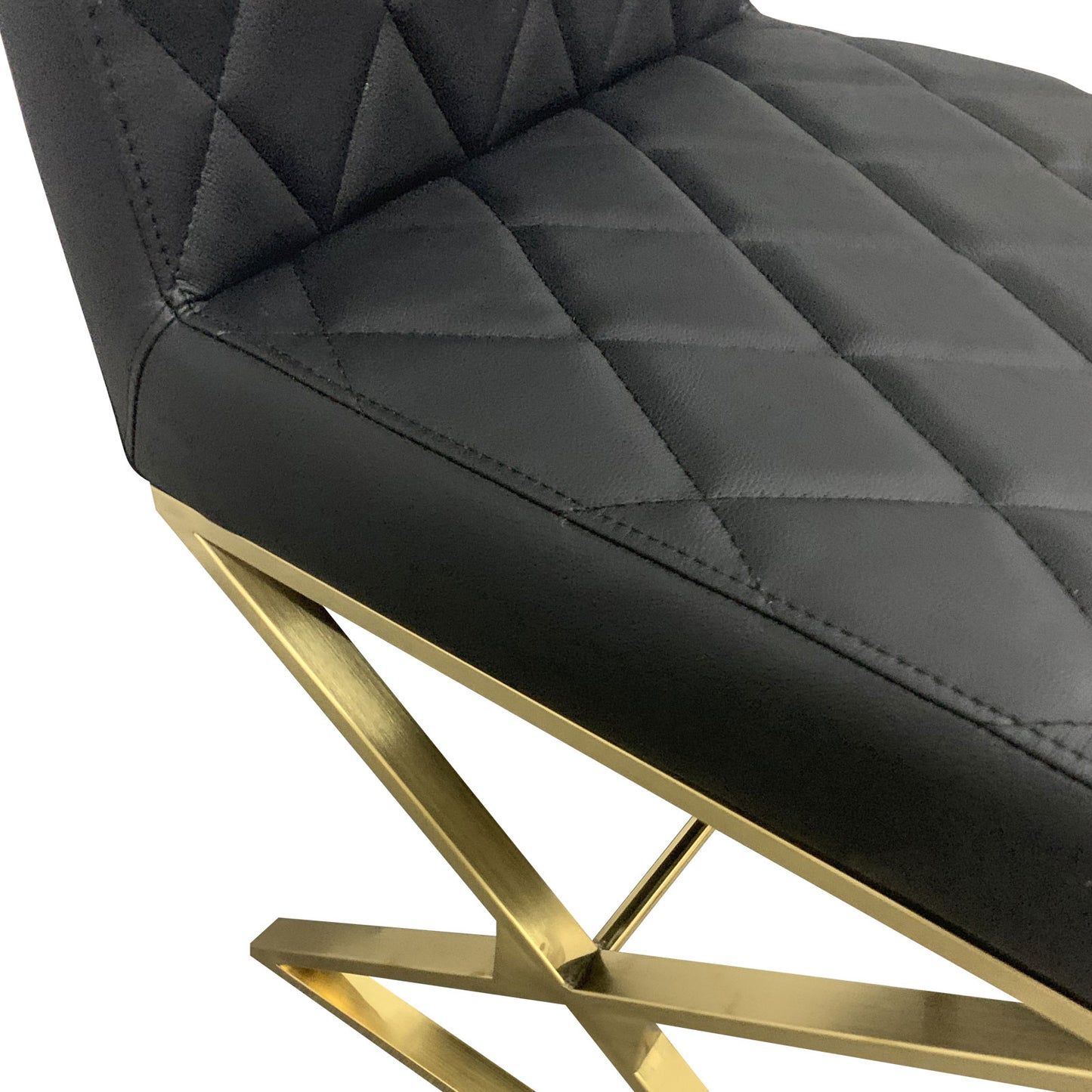 2X Dining Chair Stainless Gold Frame & Seat Black PU Leather - image5