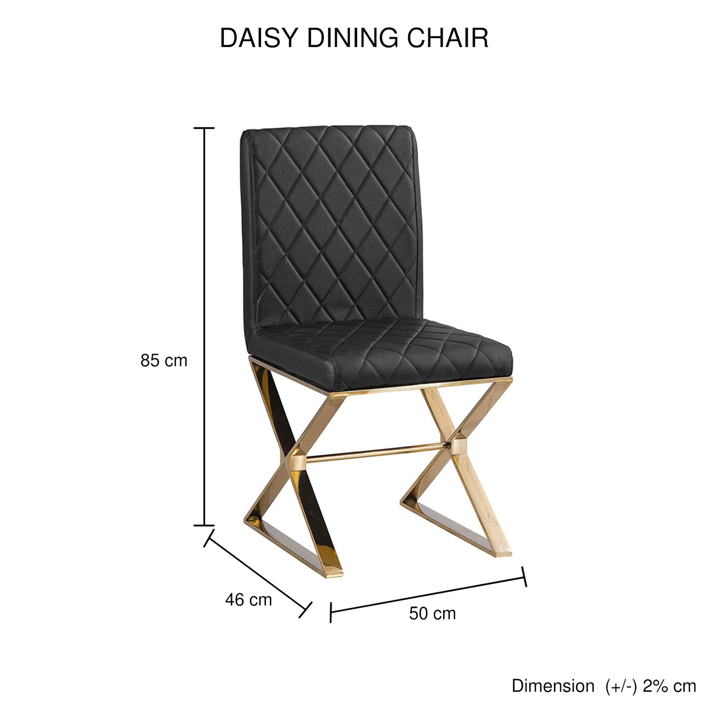 2X Dining Chair Stainless Gold Frame & Seat Black PU Leather - image7