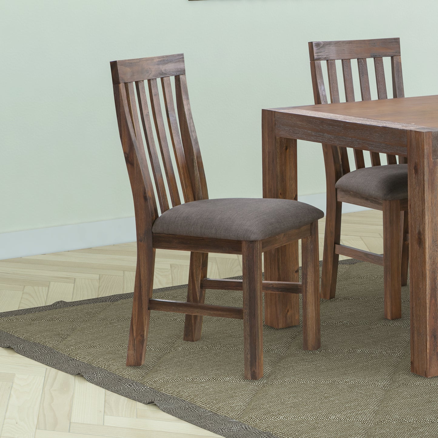 2x Wooden Frame Leatherette in Solid Wood Acacia & Veneer Dining Chairs in Chocolate Colour - image1