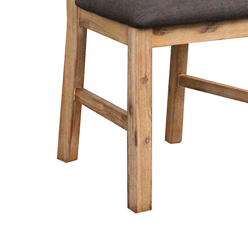 2x Wooden Frame Leatherette in Solid Wood Acacia & Veneer Dining Chairs in Oak Colour - image4