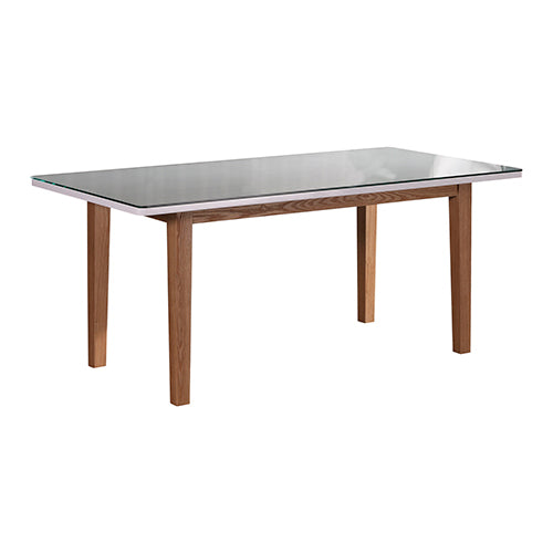 Dining Table White Top High Glossy Wooden Base - image1