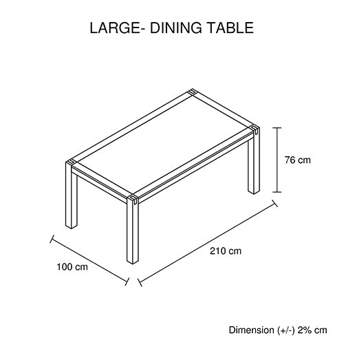 Dining Table 210cm Large Size with Solid Acacia Wooden Base in Oak Colour - image6