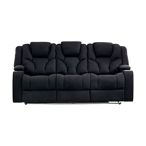 3+1+1 Seater Electric Recliner Stylish Rhino Fabric Black Lounge Armchair with LED Features - image1