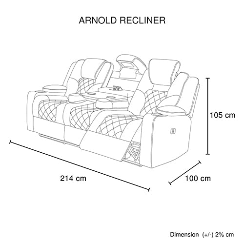 3+2 Seater Electric Recliner Stylish Rhino Fabric Black Lounge Armchair with LED Features - image5