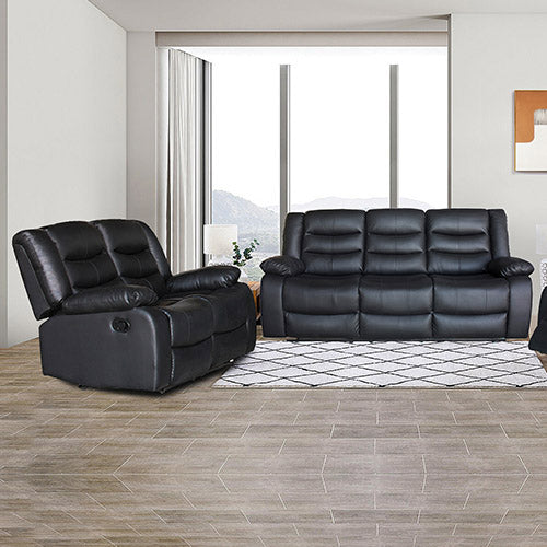 3+2 Seater Recliner Sofa In Faux Leather Lounge Couch in Black - image1