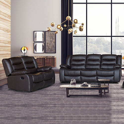 3+2 Seater Recliner Sofa In Faux Leather Lounge Couch in Brown - image2