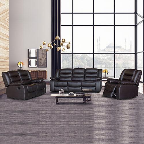 3+2+1 Seater Recliner Sofa In Faux Leather Lounge Couch in Brown - image1