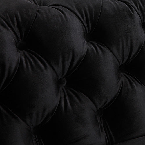 3+2 Seater Sofa Classic Button Tufted Lounge in Black Velvet Fabric with Metal Legs - image4