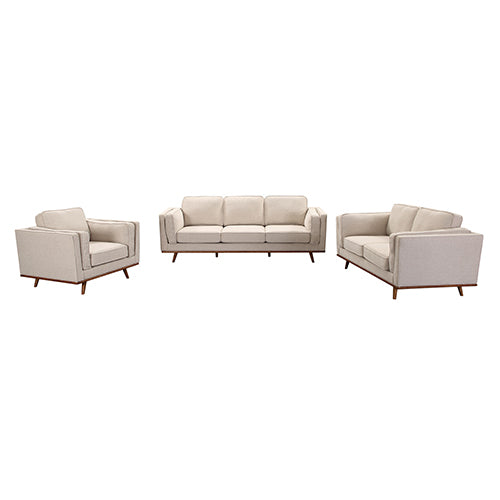 3+2 Seater Sofa Beige Fabric Lounge Set for Living Room Couch with Wooden Frame - image1
