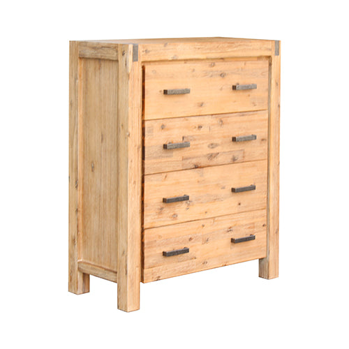 Tallboy with 4 Storage Drawers Solid Wooden Assembled in Oak Colour - image1