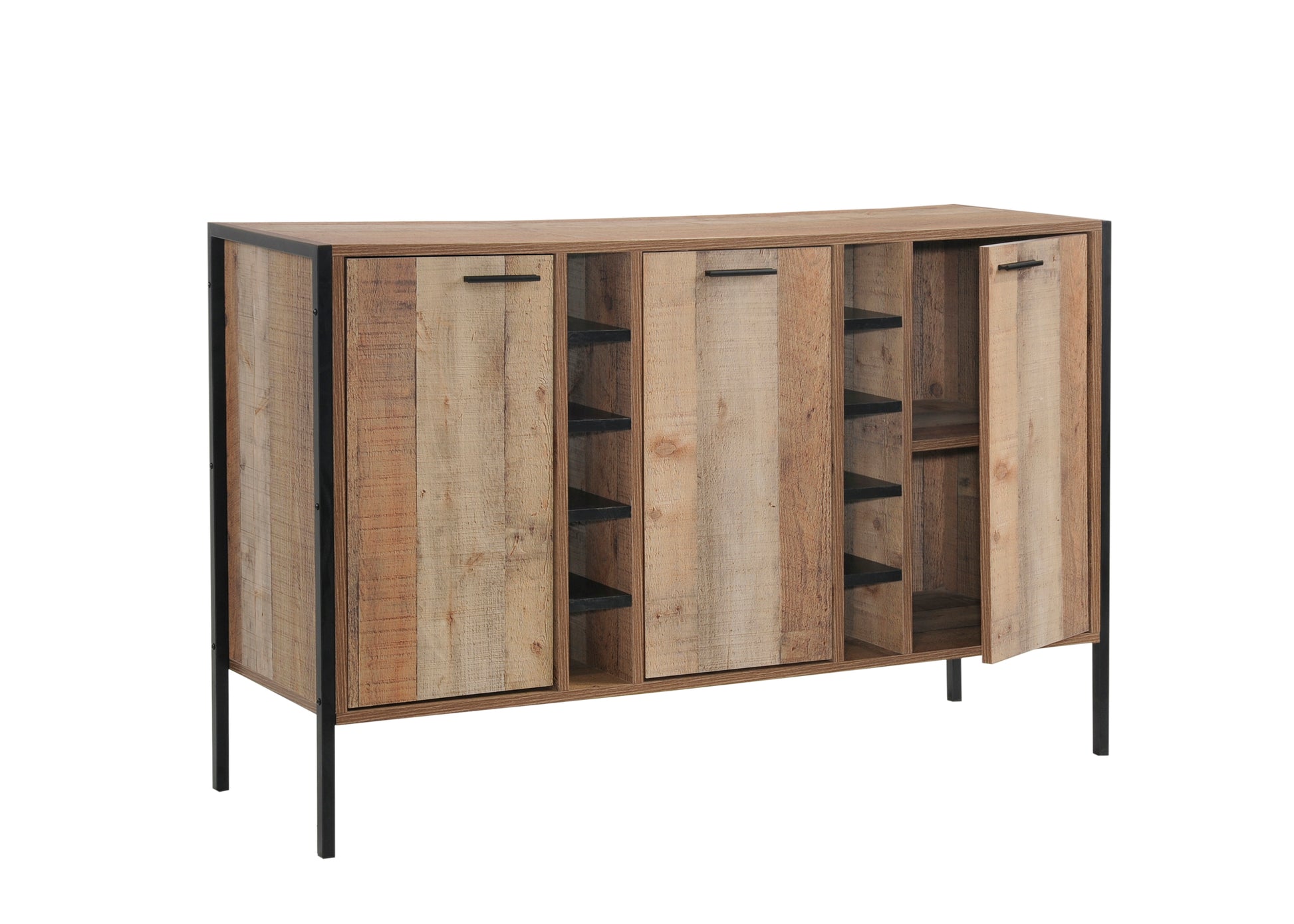 Wine Cabinet with 2 Strorage and open Selves Bar Cabinet Cupboard in Oak Colour - image2