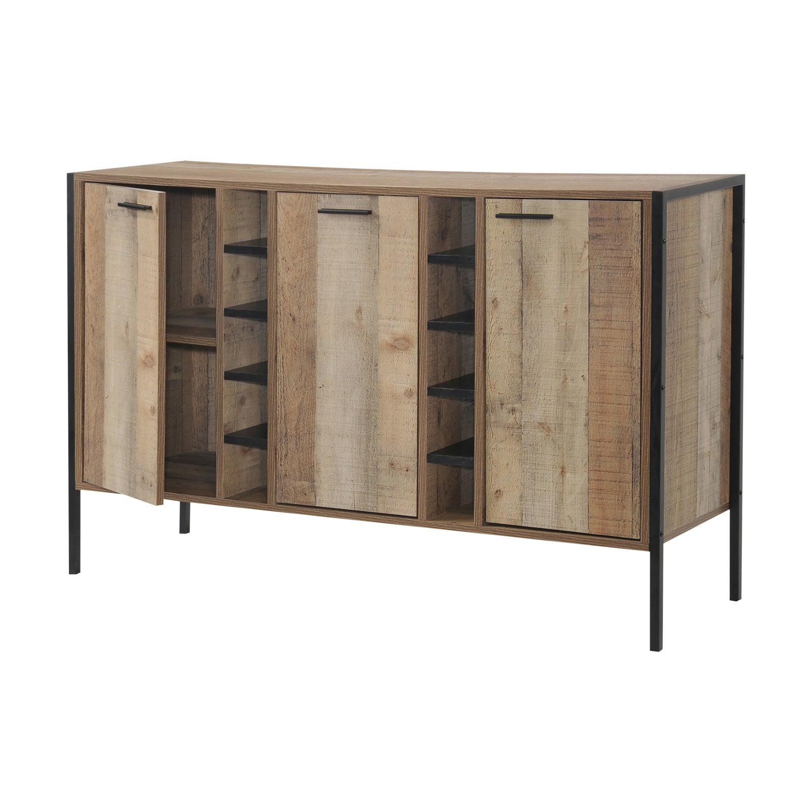 Wine Cabinet with 2 Strorage and open Selves Bar Cabinet Cupboard in Oak Colour - image3