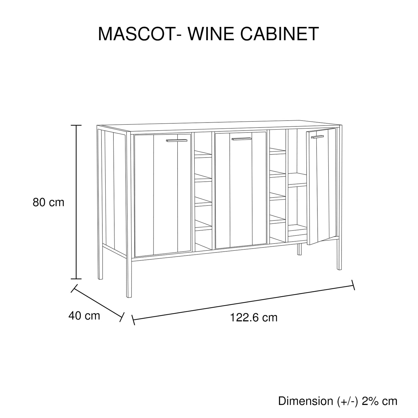 Wine Cabinet with 2 Strorage and open Selves Bar Cabinet Cupboard in Oak Colour - image7