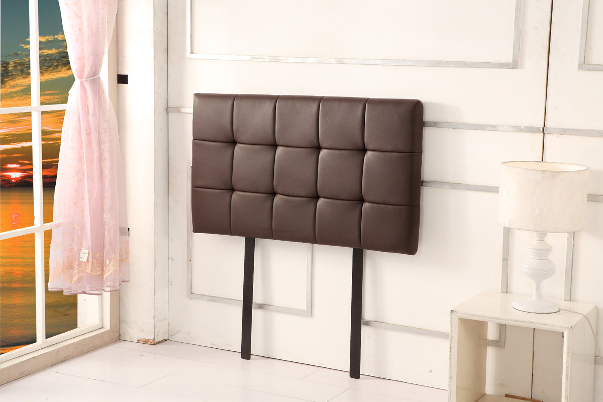 PU Leather Single Bed Deluxe Headboard Bedhead - Brown - image2